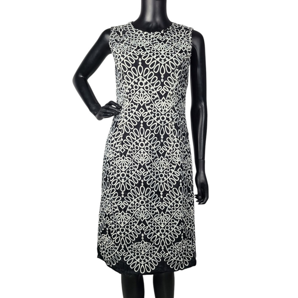 Prabal Gurung Women's Black Sleeveless Sheath Jewel-Neck Slim Dress Size 4